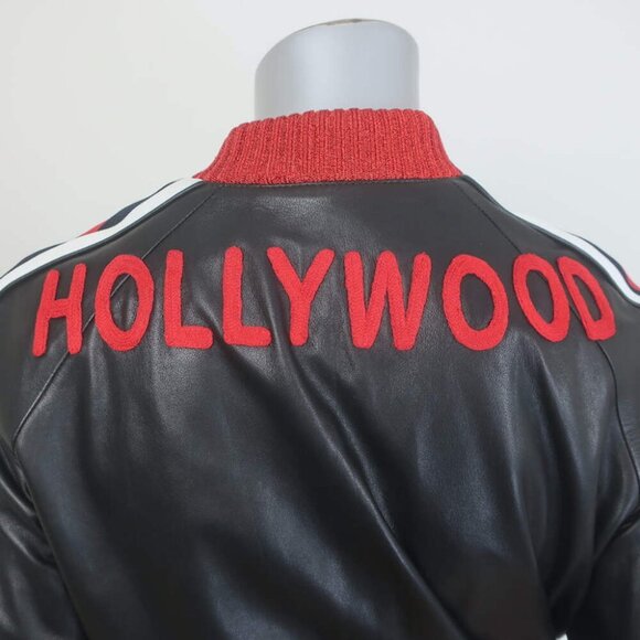 Gucci Hollywood Embroidered Leather Bomber Jacket Black Size 42 - Picture 10 of 14